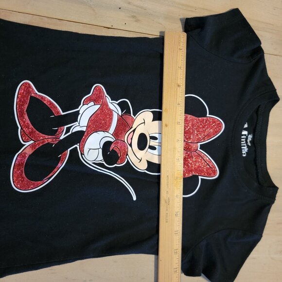 Disney Minnie Mouse Black T-shirt Size 6‎ / 6X RN#55219 Glitter Design - Picture 5 of 6